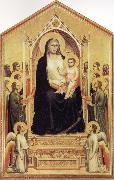 GIOTTO di Bondone Enthroned Madonna with Saints oil on canvas
